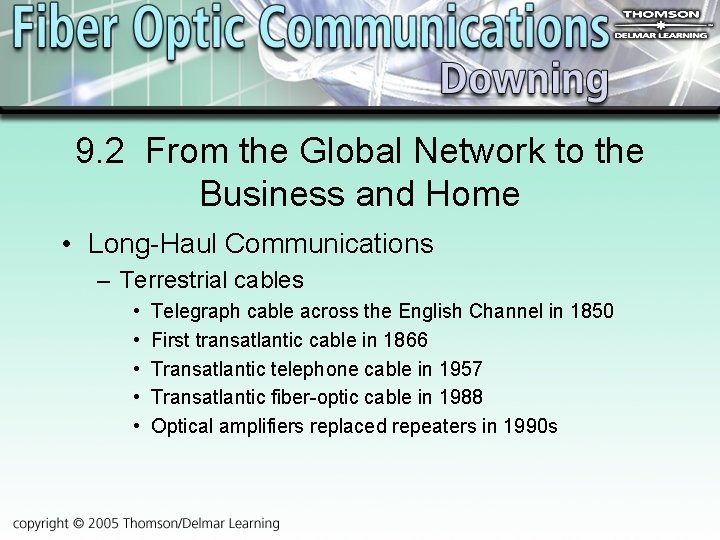 9. 2 From the Global Network to the Business and Home • Long-Haul Communications