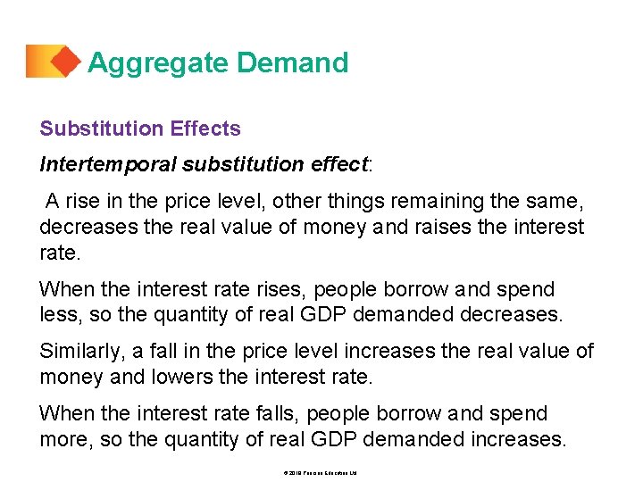 Aggregate Demand Substitution Effects Intertemporal substitution effect: A rise in the price level, other