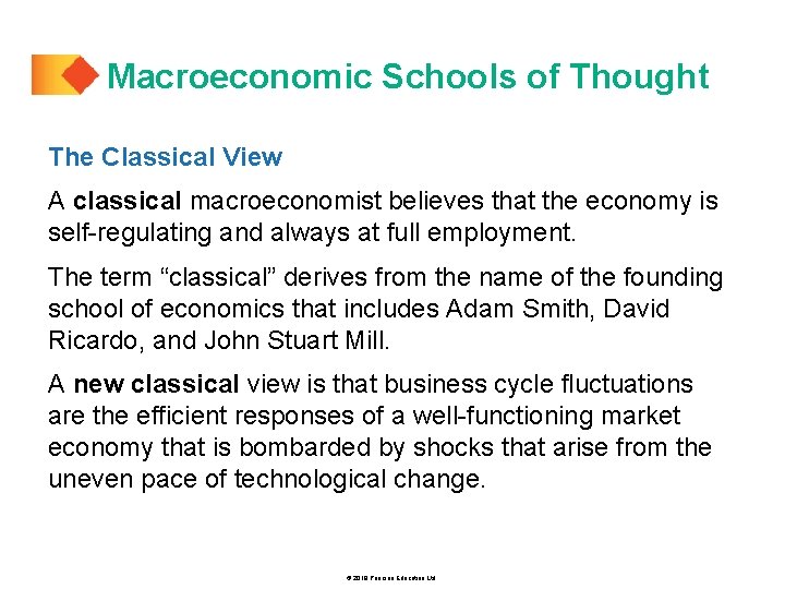 Macroeconomic Schools of Thought The Classical View A classical macroeconomist believes that the economy