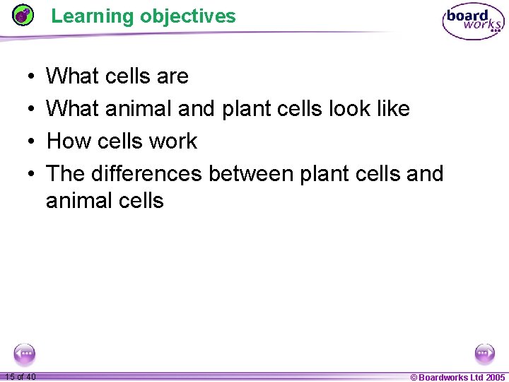 Learning objectives • • 1 15 ofof 20 40 What cells are What animal