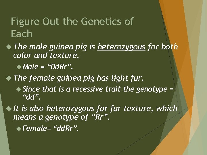 Figure Out the Genetics of Each The male guinea pig is heterozygous for both