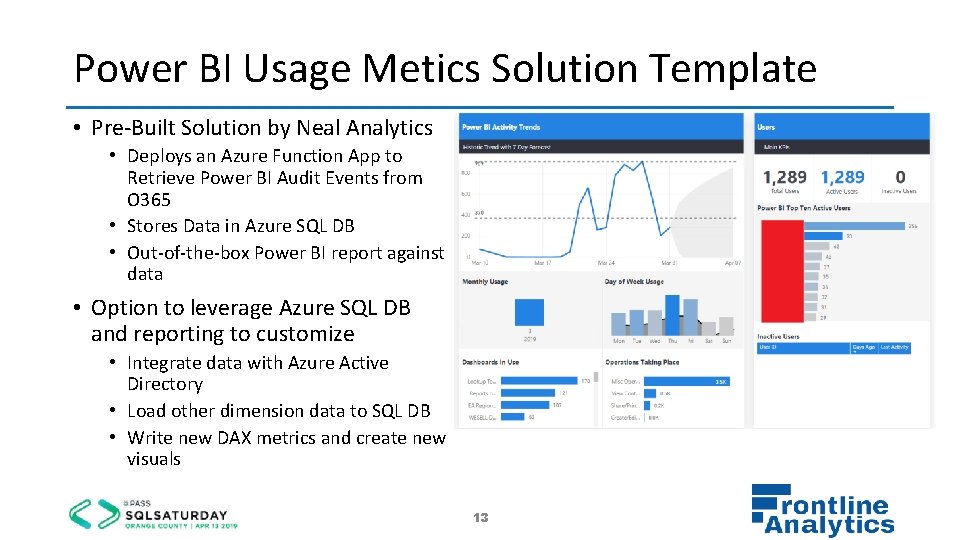 Power BI Usage Metics Solution Template • Pre-Built Solution by Neal Analytics • Deploys