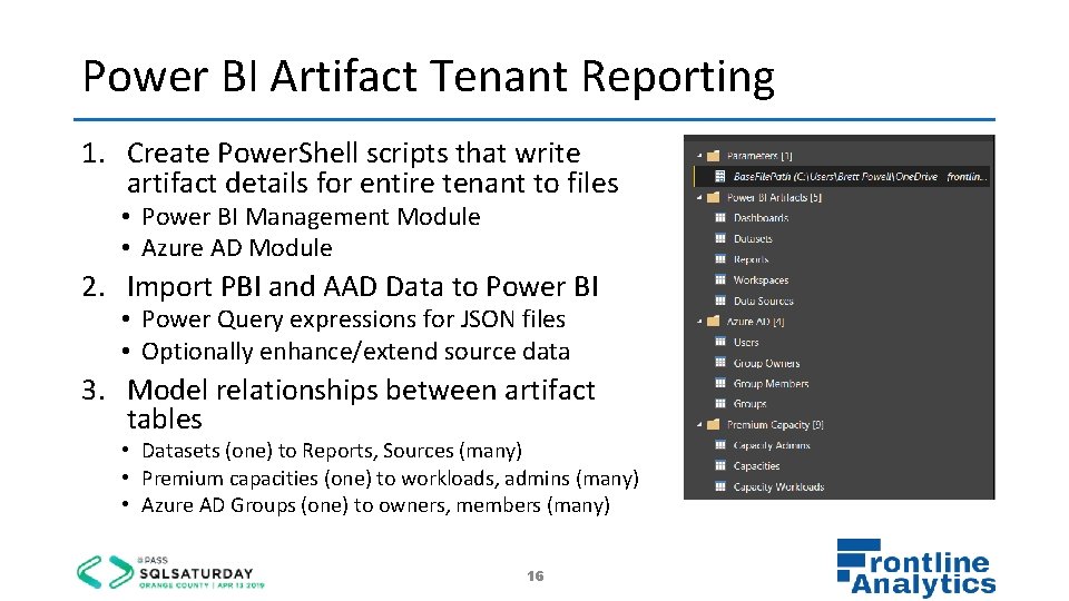 Power BI Artifact Tenant Reporting 1. Create Power. Shell scripts that write artifact details