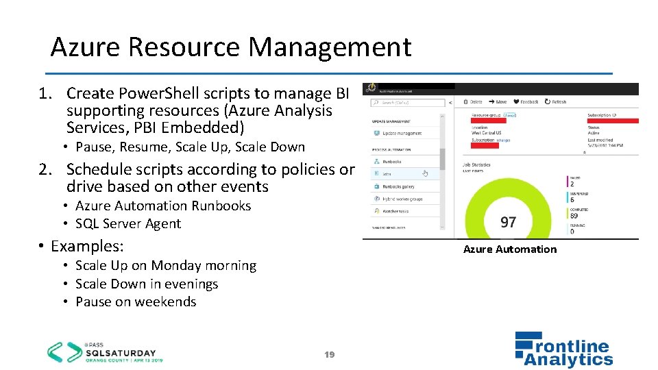 Azure Resource Management 1. Create Power. Shell scripts to manage BI supporting resources (Azure