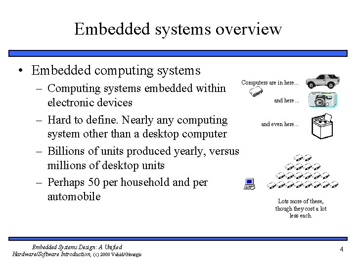 Embedded systems overview • Embedded computing systems – Computing systems embedded within electronic devices