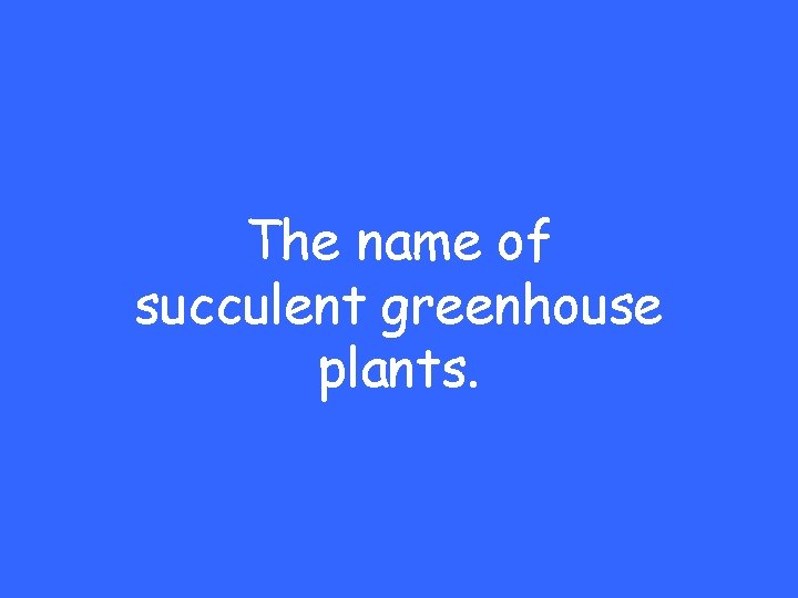 The name of succulent greenhouse plants. 
