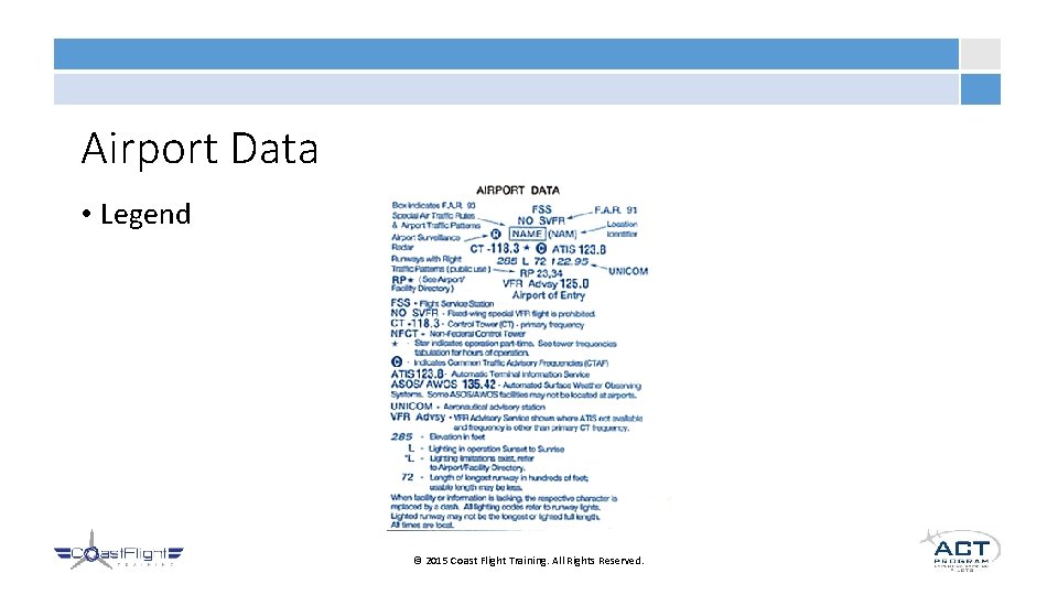 Airport Data • Legend © 2015 Coast Flight Training. All Rights Reserved. 