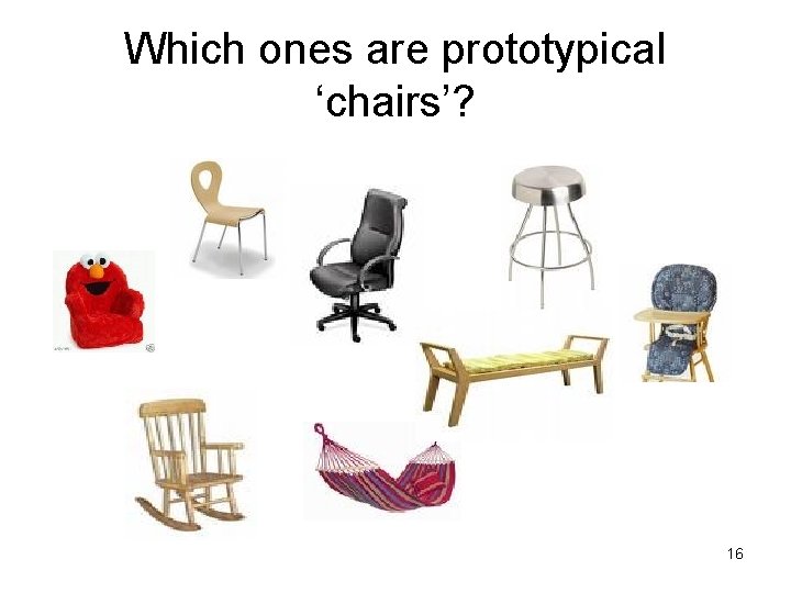 Which ones are prototypical ‘chairs’? 16 