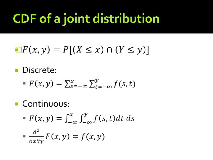 CDF of a joint distribution � 