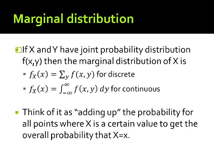 Marginal distribution � 