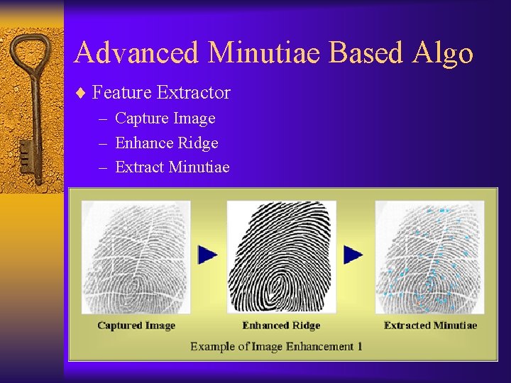 Advanced Minutiae Based Algo ¨ Feature Extractor – Capture Image – Enhance Ridge –