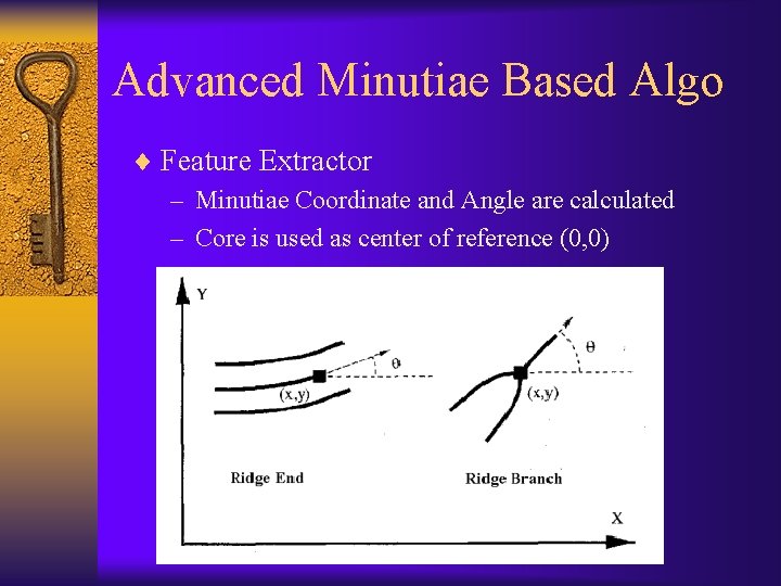 Advanced Minutiae Based Algo ¨ Feature Extractor – Minutiae Coordinate and Angle are calculated