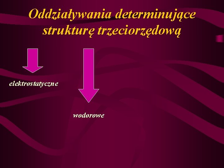 Oddziaływania determinujące strukturę trzeciorzędową elektrostatyczne wodorowe 