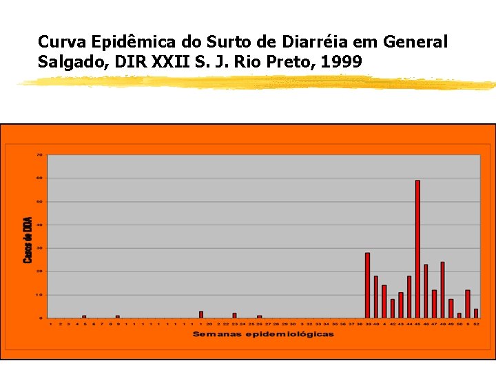 Curva Epidêmica do Surto de Diarréia em General Salgado, DIR XXII S. J. Rio