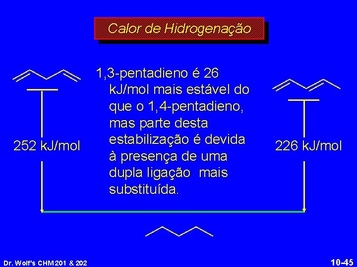 Calor de Hidrogenação 252 k. J/mol Dr. Wolf's CHM 201 & 202 1, 3