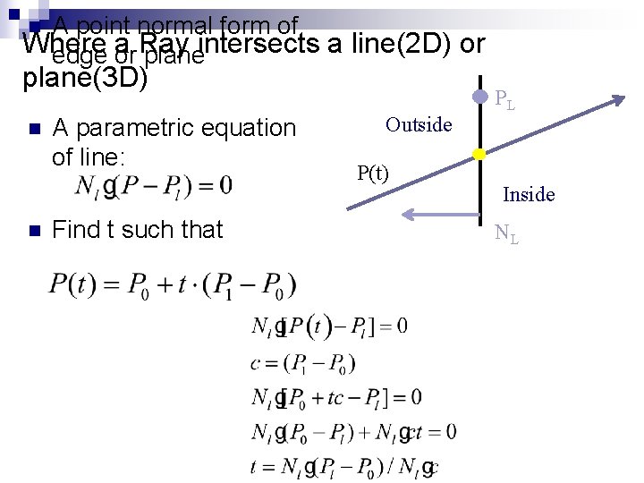 A point normal form of Where a Ray edge or planeintersects a line(2 D)