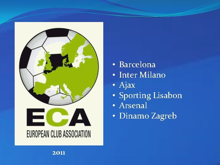  • • • 2011 Barcelona Inter Milano Ajax Sporting Lisabon Arsenal Dinamo Zagreb