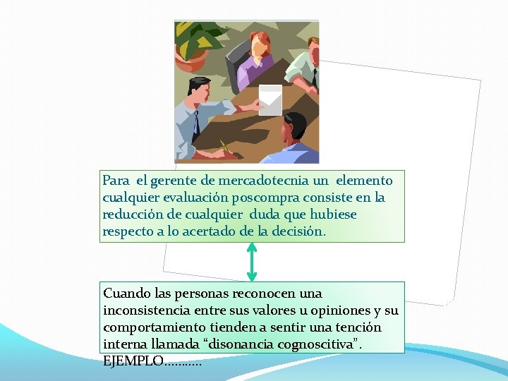 Para el gerente de mercadotecnia un elemento cualquier evaluación poscompra consiste en la reducción