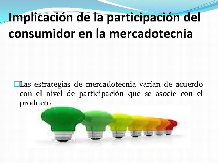 Implicación de la participación del consumidor en la mercadotecnia �Las estrategias de mercadotecnia varían