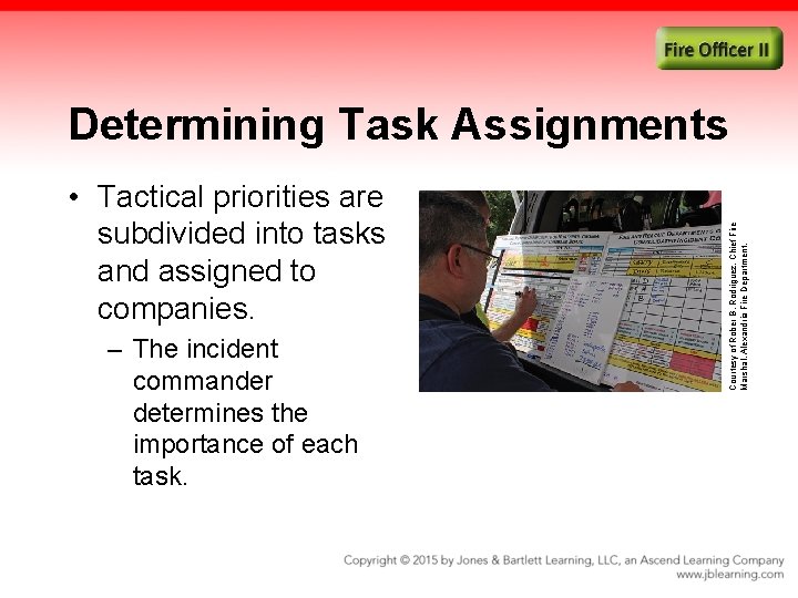  • Tactical priorities are subdivided into tasks and assigned to companies. – The
