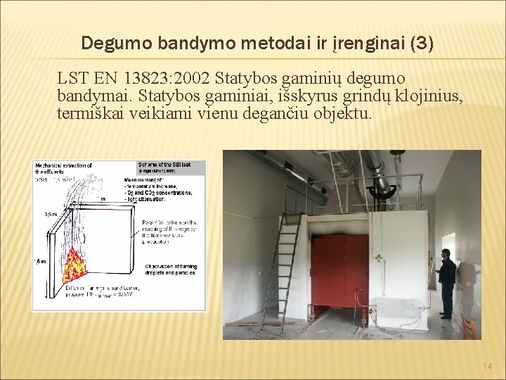 Degumo bandymo metodai ir įrenginai (3) LST EN 13823: 2002 Statybos gaminių degumo bandymai.