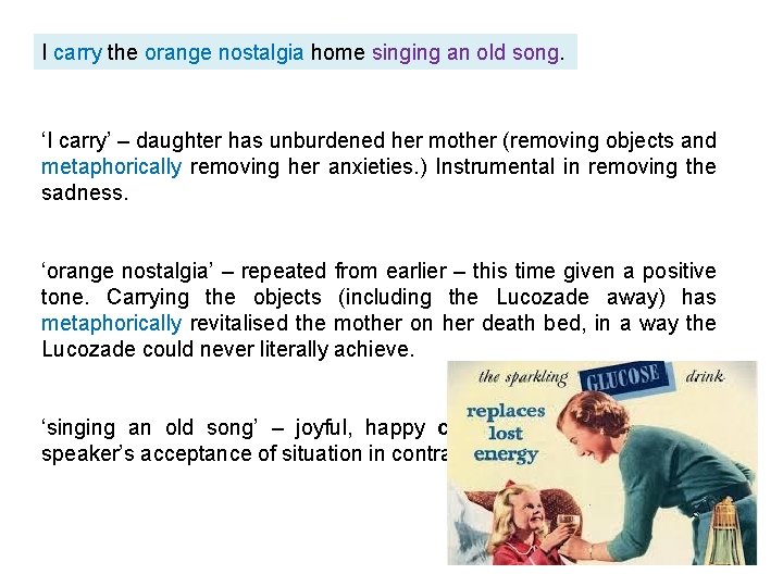 I carry the orange nostalgia home singing an old song. ‘I carry’ – daughter