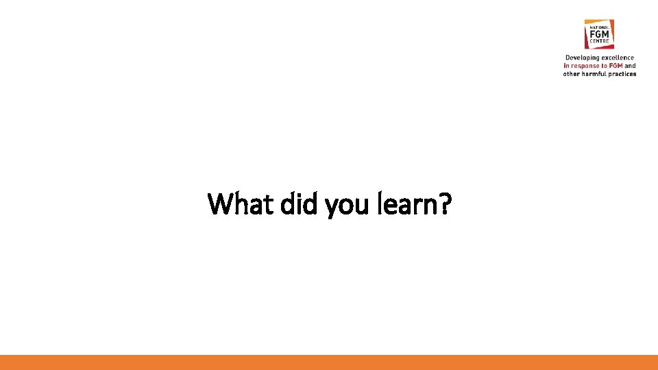 What did you learn? 