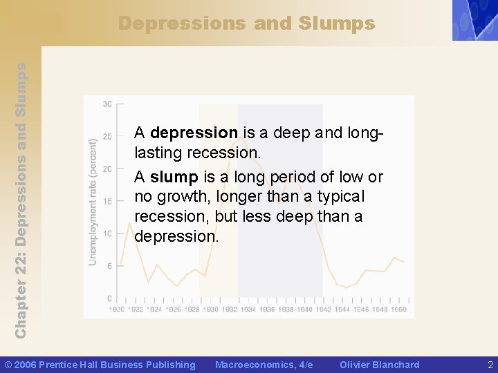 Chapter 22: Depressions and Slumps A depression is a deep and longlasting recession. A