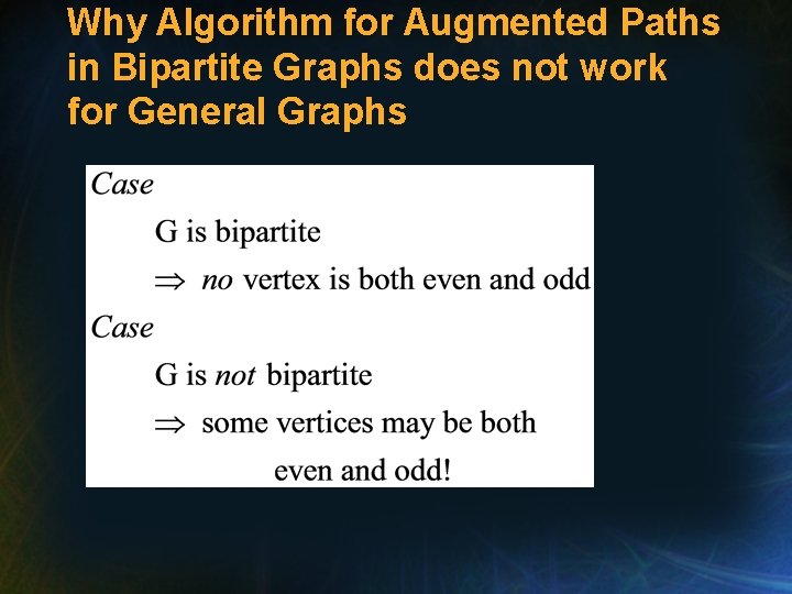 Why Algorithm for Augmented Paths in Bipartite Graphs does not work for General Graphs