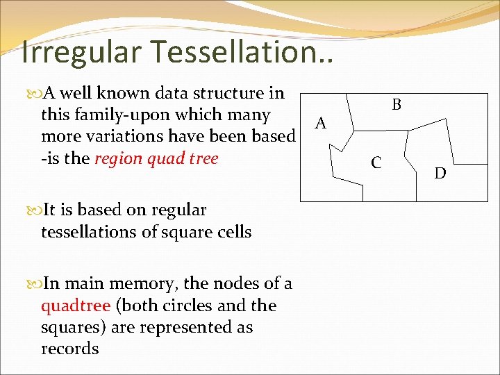 Irregular Tessellation. . A well known data structure in this family-upon which many more