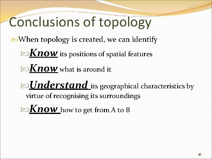 Conclusions of topology When topology is created, we can identify Know its positions of