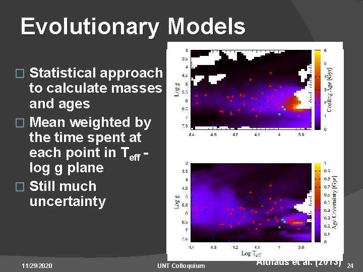 Evolutionary Models � Statistical approach to calculate masses and ages � Mean weighted by