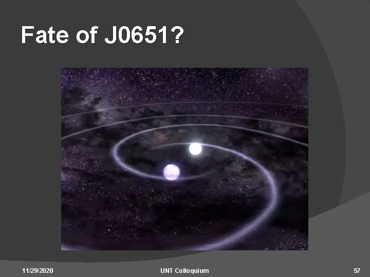 Fate of J 0651? 11/29/2020 UNT Colloquium 57 