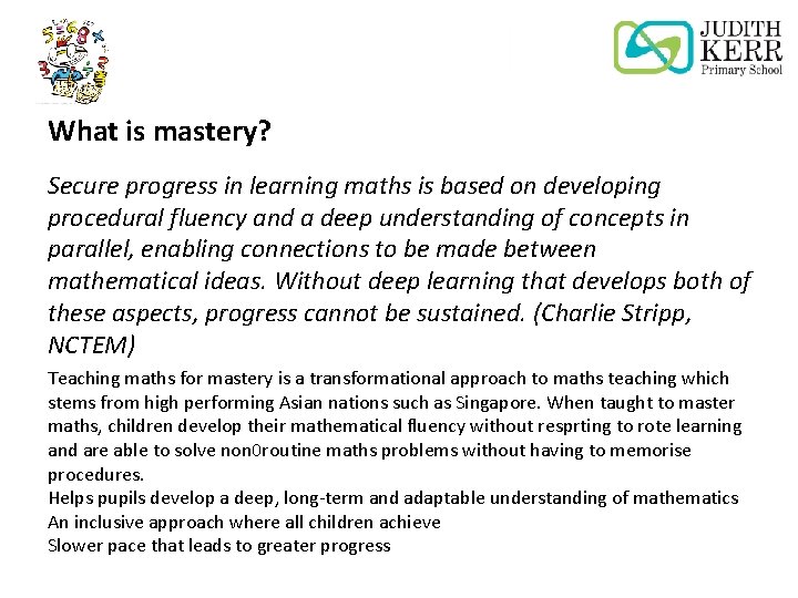 What is mastery? Secure progress in learning maths is based on developing procedural fluency