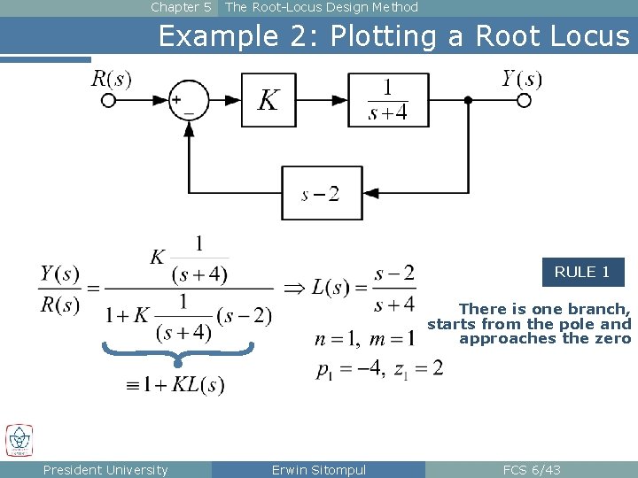 Chapter 5 The Root-Locus Design Method Example 2: Plotting a Root Locus RULE 1