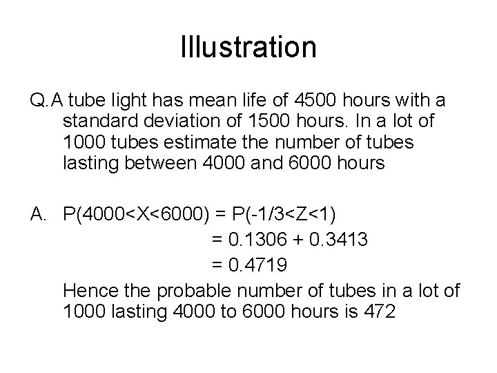 Illustration Q. A tube light has mean life of 4500 hours with a standard