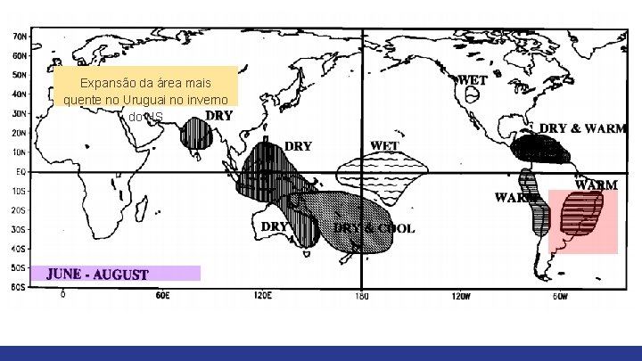 Expansão da área mais quente no Uruguai no inverno do HS 