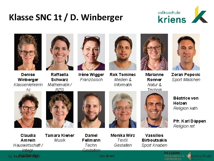 Klasse SNC 1 t / D. Winberger Denise Winberger Klassenlehrerin 1 c Raffaella Schwarz