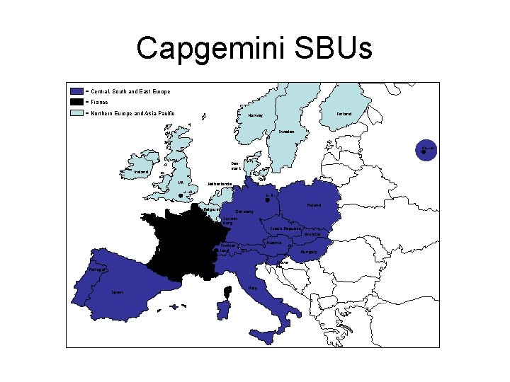 Capgemini SBUs = Central, South and East Europe = France = Northern Europe and