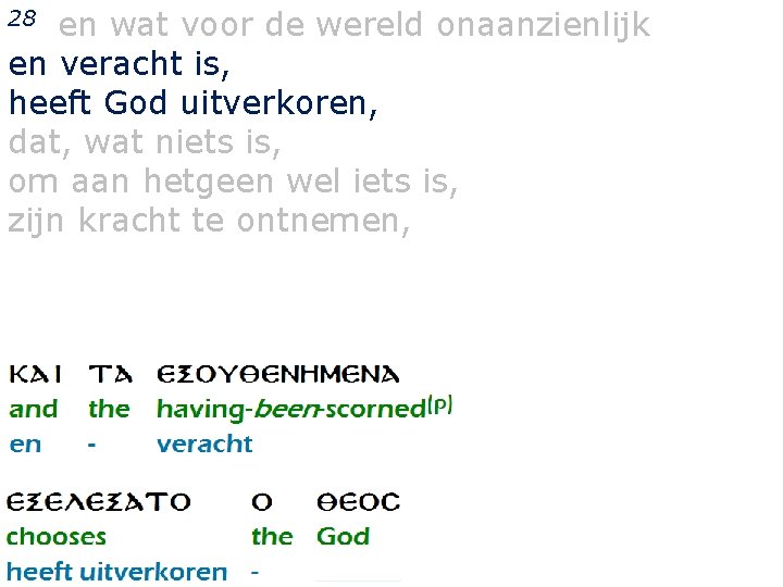 en wat voor de wereld onaanzienlijk en veracht is, heeft God uitverkoren, dat, wat