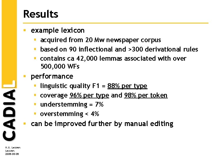 Results § example lexicon § acquired from 20 Mw newspaper corpus § based on Results § example lexicon § acquired from 20 Mw newspaper corpus § based on