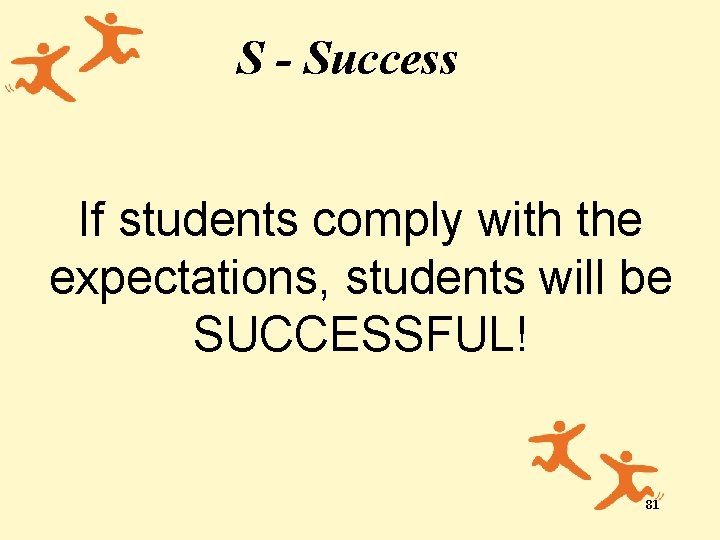 S - Success If students comply with the expectations, students will be SUCCESSFUL! 81