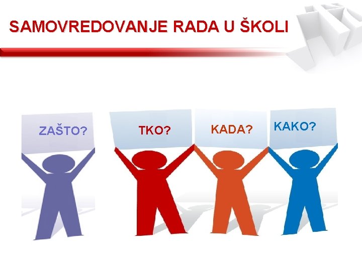 SAMOVREDOVANJE RADA U ŠKOLI ZAŠTO? TKO? KADA? KAKO? 