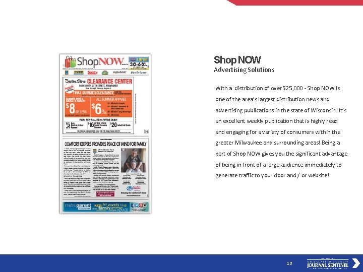 Shop NOW Advertising Solutions With a distribution of over 525, 000 - Shop NOW