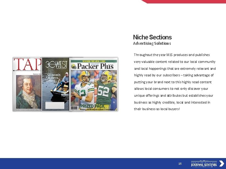 Niche Sections Advertising Solutions Throughout the year MJS produces and publishes very valuable content