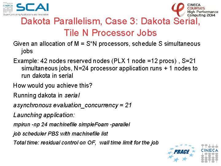 Dakota Parallelism, Case 3: Dakota Serial, Tile N Processor Jobs Given an allocation of
