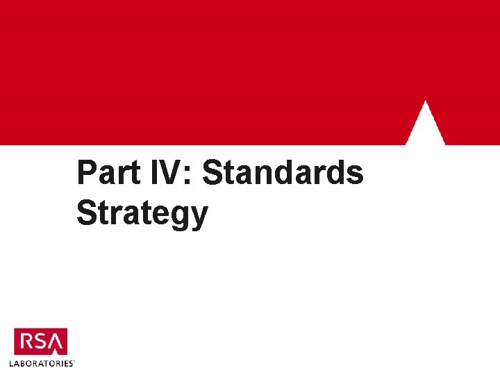 Part IV: Standards Strategy 