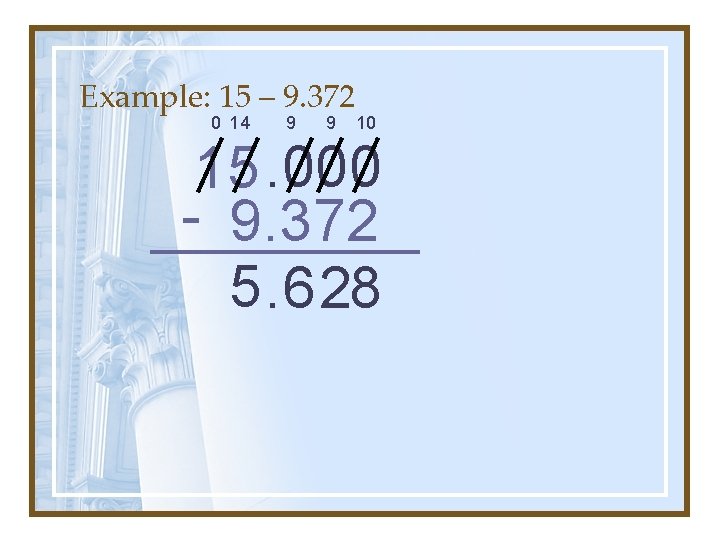Example: 15 – 9. 372 0 14 9 9 10 15. 000 - 9.