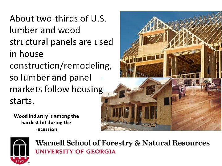 About two-thirds of U. S. lumber and wood structural panels are used in house