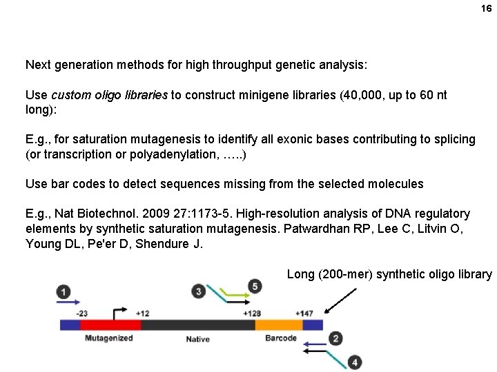 16 Next generation methods for high throughput genetic analysis: Use custom oligo libraries to